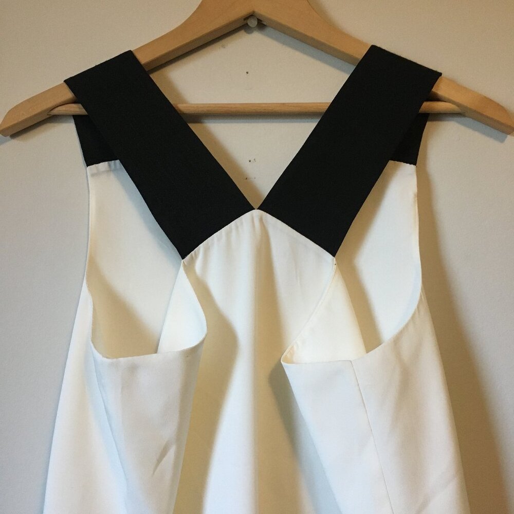 Banana Republic Bi-Layer Chiffon White Tank Top Black Band Shoulder Straps Small - Picture 5 of 13